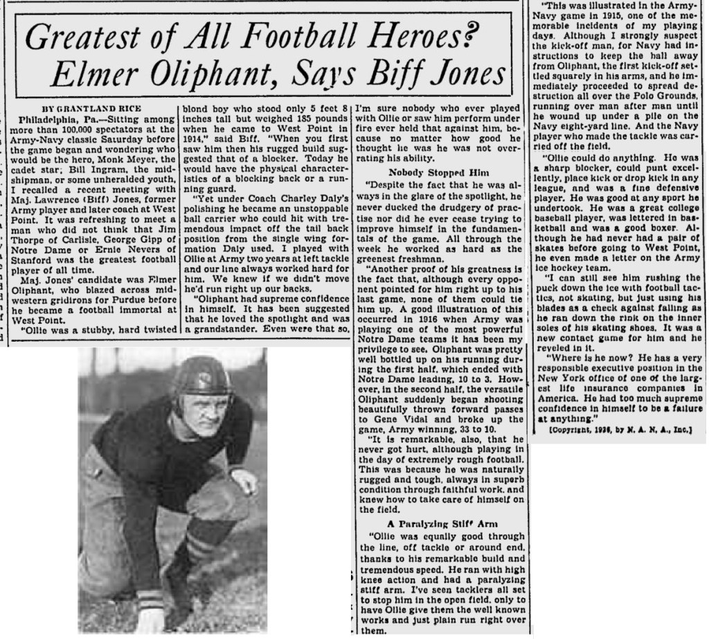 ArmyFB_1914-1918_ElmerOliphant_MilwaukeeJournal_Nov291936