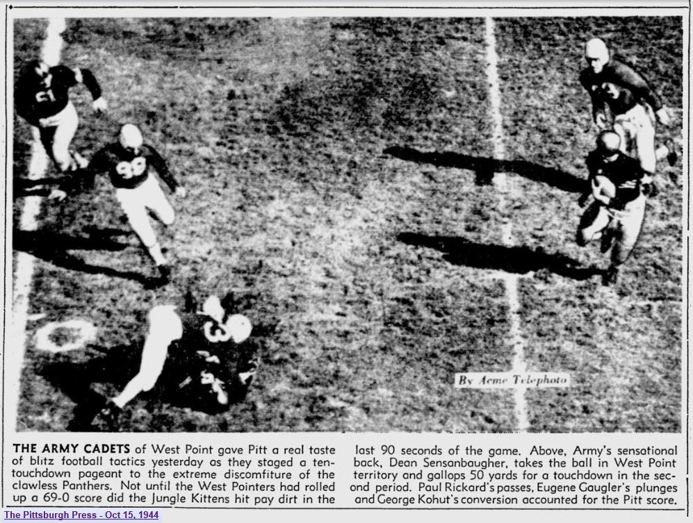ArmyFB_1944_vsPitt_DeanSensanbaugher_PittsburghPress_Oct151944