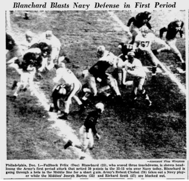 ArmyFB_1945_vsNavy-Blanchard_YoungstownVindicator_Dec11945