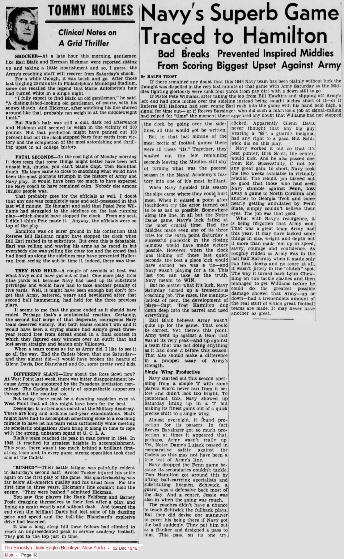 ArmyFB_1946_vsNavy-post-game_BrooklynDailyEagle_Dec21946