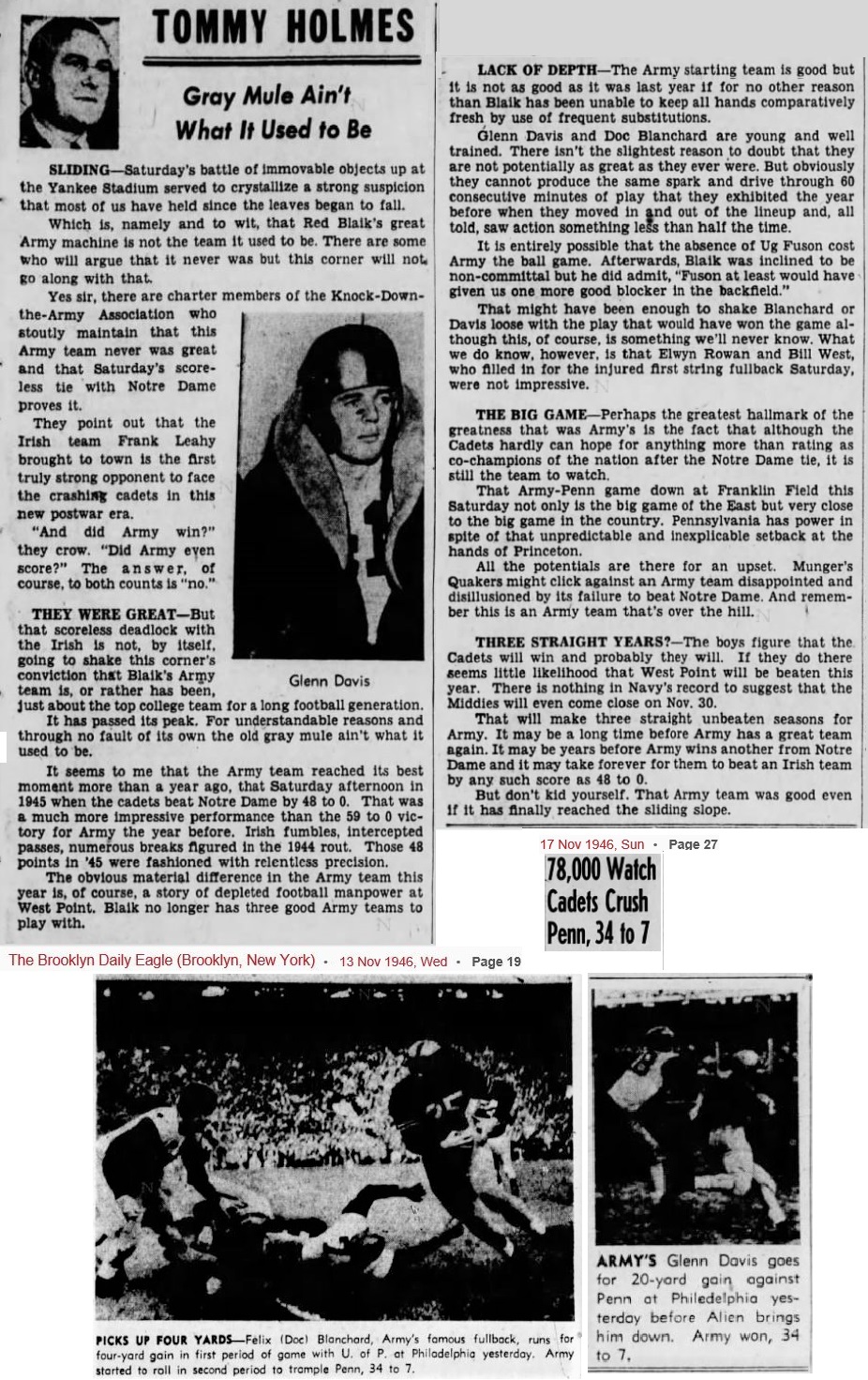 ArmyFB_1946_vsNotreDame-post-mortem_BrooklynDailyEagle_Nov131946