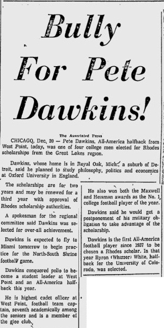ArmyFB_1958_Dawkins-Heisman-RhodesScholar_MiamiNews_Dec211958