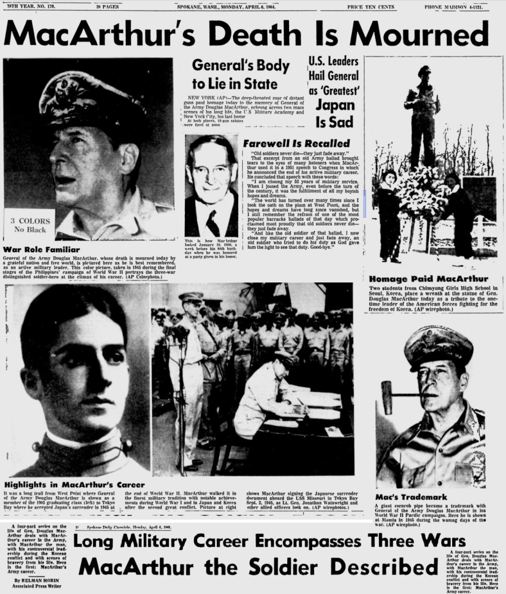 DouglasMacArthur_Death_SpokaneDailyChronicle_Apr61964
