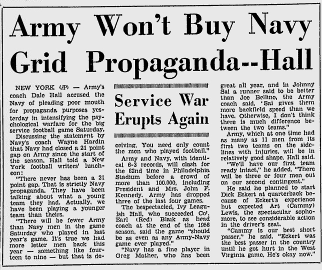 ArmyFB_1961_vsNavy-propaganda_DaytonaBeachMorningJournal_Nov281961