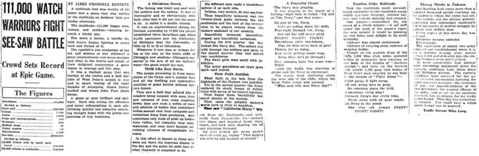 ArmyFB_1926_vsNavy-Bennett-article_ChicagoTribune_Nov291926