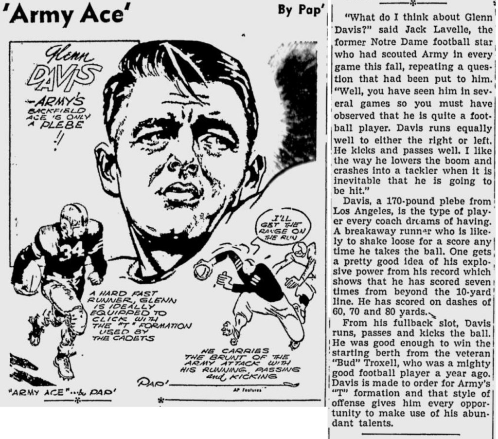 ArmyFB_1943_GlennDavis_byPap_Telegraph_Nov131943