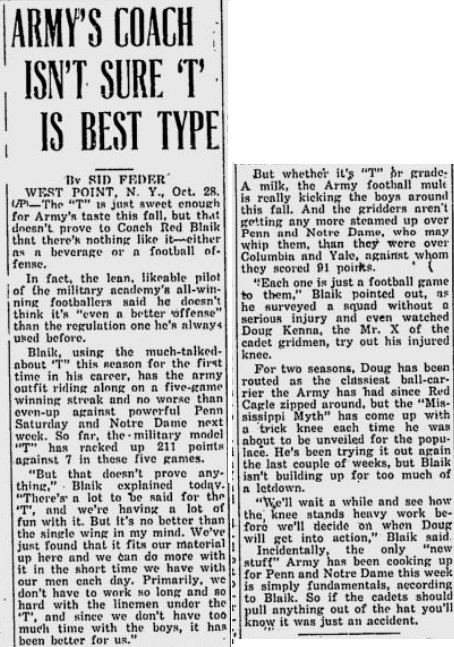 ArmyFB_1943_Tformation_PrescottEveningCourier_Oct281943