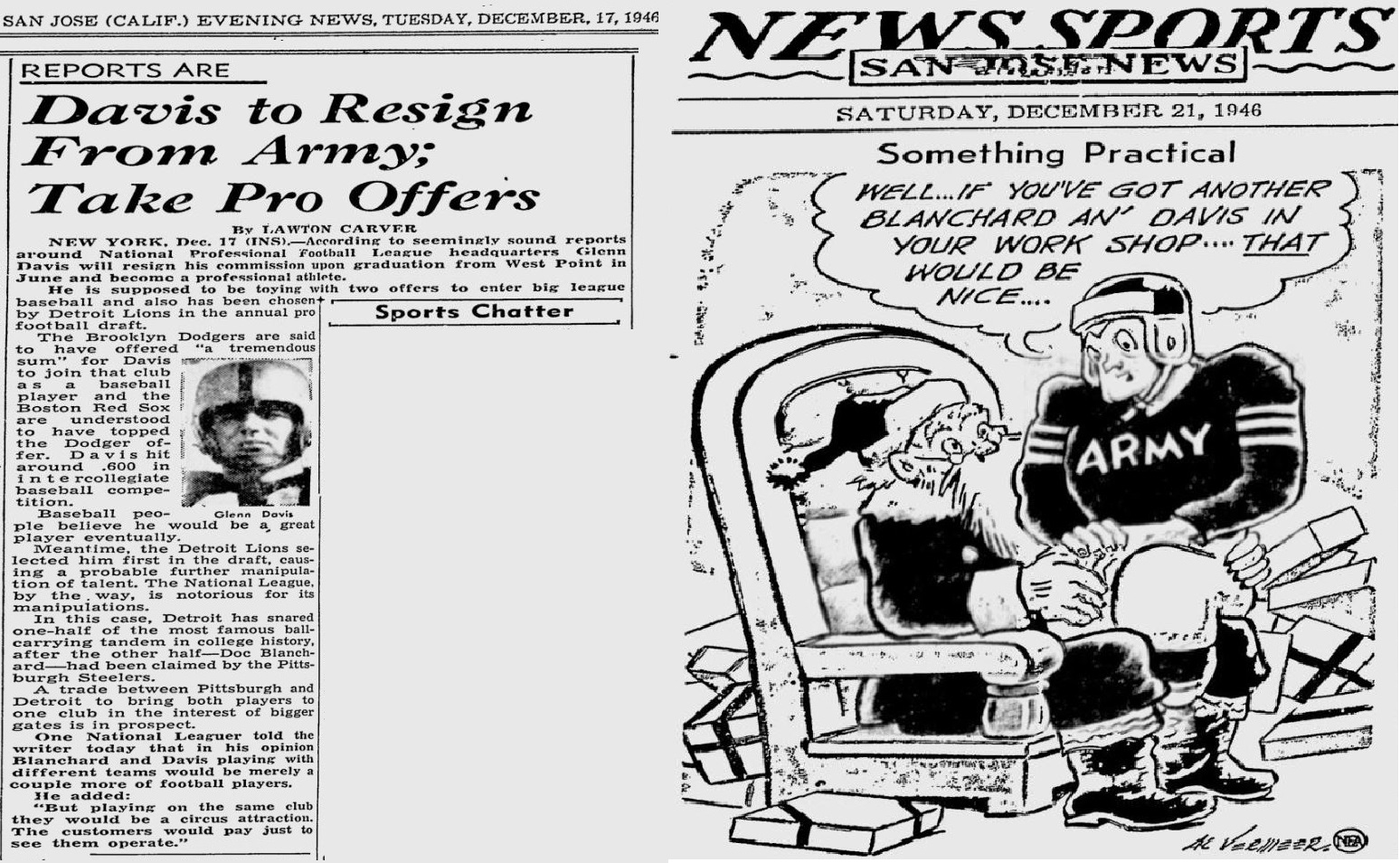 ArmyFB_1946_Davis-Pros_SanJoseEveningNews_Dec171946