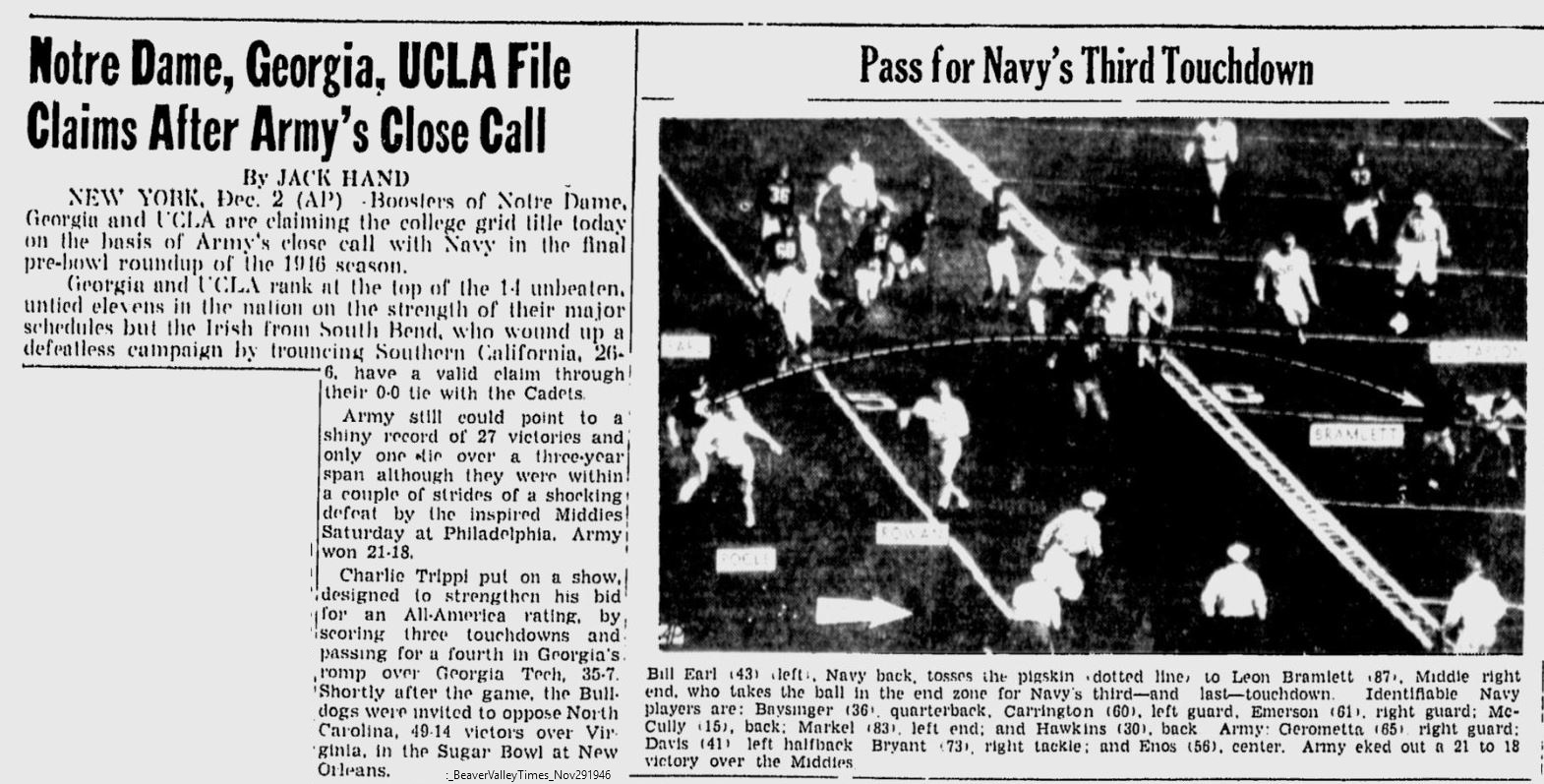 ArmyFB_1946_vsNavy-pic_BeaverValleyTimes_Nov291946