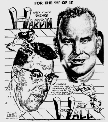 ArmyFB_1959_CoachDaleHall-WayneHardin-Navy_byMurrayOlderman_OcalaStarBanner_Nov261959