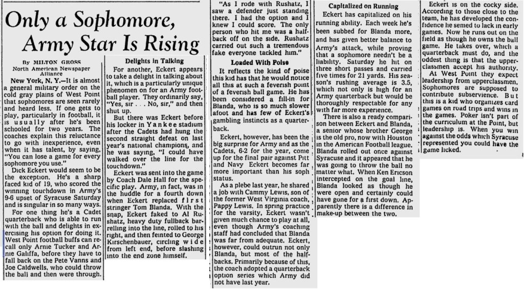 ArmyFB_1960_DickEckert_MilwaukeeJournal_Nov81960