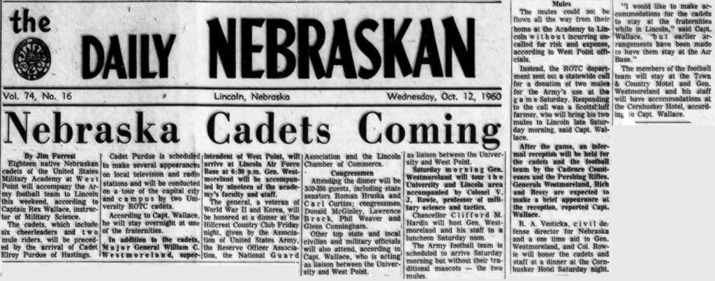 ArmyFB_1960_vsNebraska-pre_DailyNebraskan_12Oct1960