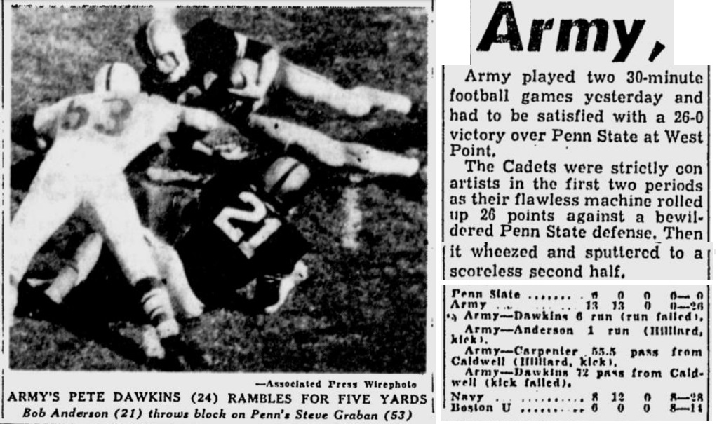 ArmyFB_vsPennState_Dawkins_ToldeoBlade_Oct51958