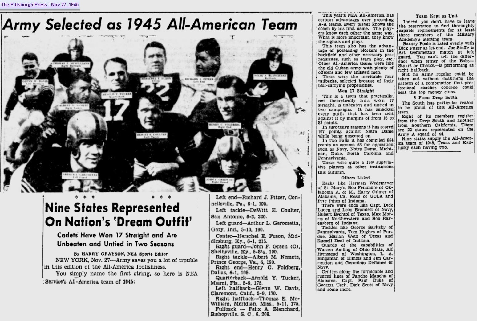 armyfb_1945_all-american_1945_nea_entirearmyfirstteam_pittsburghpress_nov271945