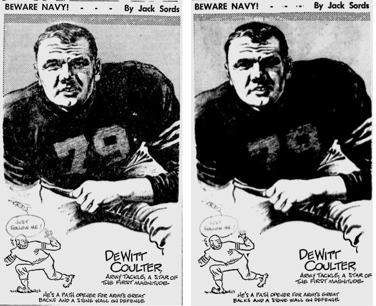 ArmyFB_1945_DewittCoulter_byJackSords_PainesvilleTelegraph_DailyTimesPa_Nov17-23-241945
