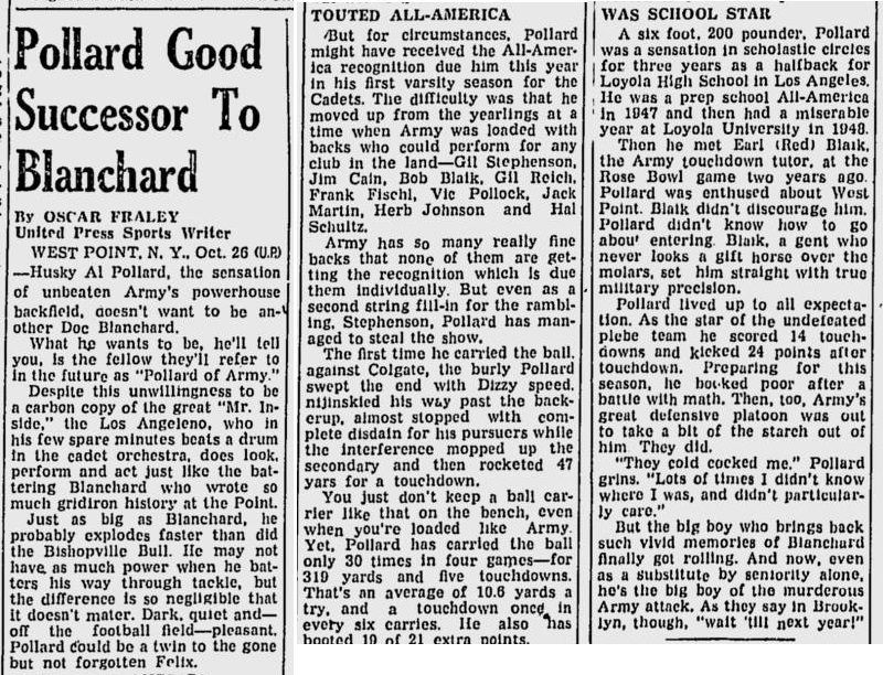ArmyFB_1950_AlPollard_GreensburgDailyTribune_Oct261950