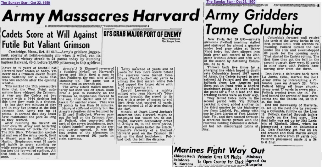ArmyFB_1950_various_SundayMorningStar_Oct22-291950