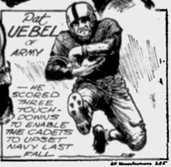 ArmyFB_1954_PatUebel_byPap_PrescottEveningCourier_Oct71954 - Copy