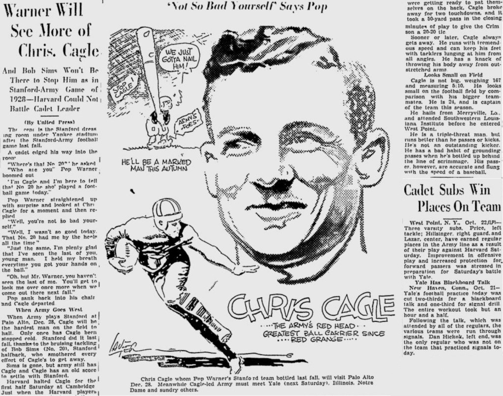 ArmyFB_1929_ChrisCagle_byLaufer_NewburghNews_Oct221929