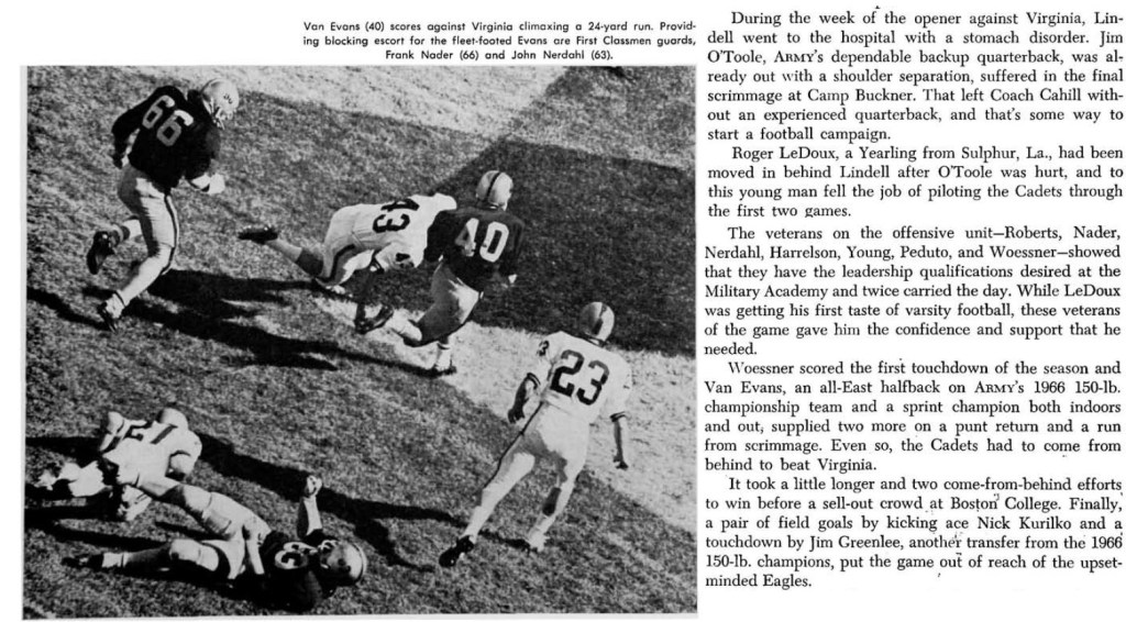 ArmyFB_1967_VanEvans-JimGreenlee_AssemblyOct67