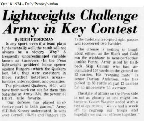 ArmyLFB_1974_vsPenn_DailyPenn_Oct181974
