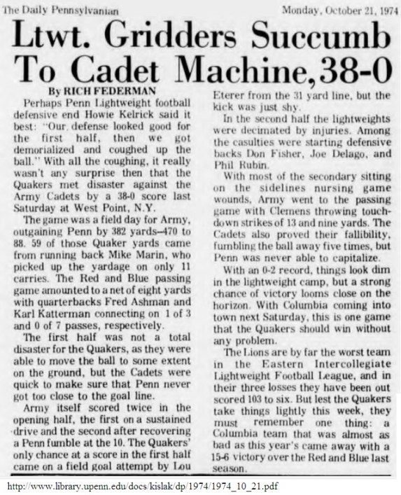 ArmyLFB_1974_vsPenn_DailyPenn_Oct211974