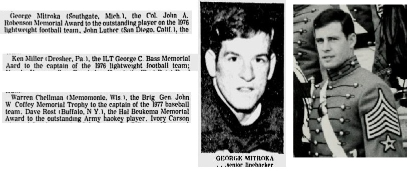 ArmyLFB_1977-xAthleticAwards_KenMiller-Cpt_GeorgeMitroka-RobensonMVP_NewburghEveningNews_060877