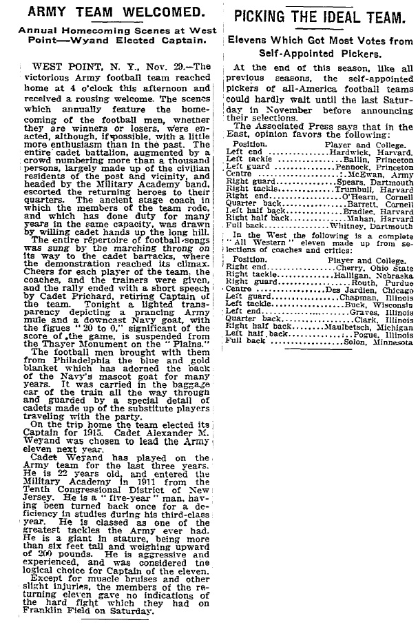ArmyFB_1914_vsNavy_Victorious-return_NYT_Nov291914