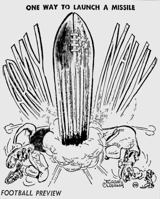ArmyFB_1957_vsNavy-pre_byMurrayOlderman_TimesDaily-FlorenceAl_Nov271957