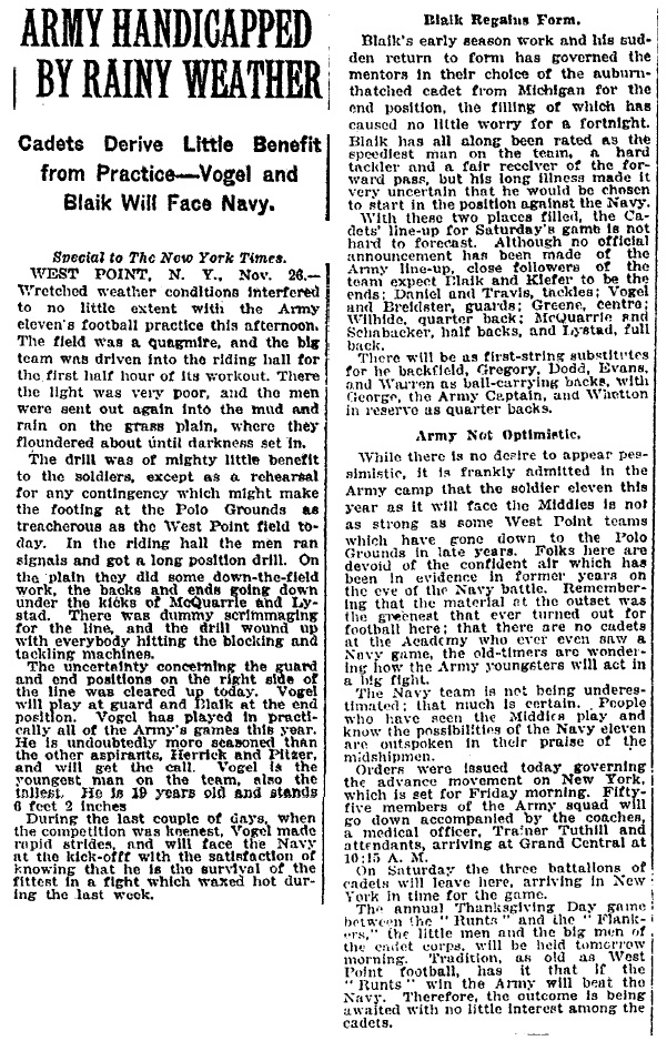 ArmyFB_1919_vsNavy-pre_Blaik-Vogel_NYT_Nov261919