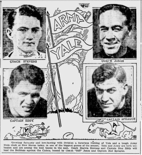 ArmyFB_1928_vsYale-CoachJones-CaptSprague_SchenectadyGazette_Oct271928