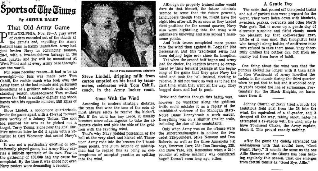 ArmyFB_1966_vsNavy_Cahill-Lindell_byArthurDaley_NYT_Nov271966