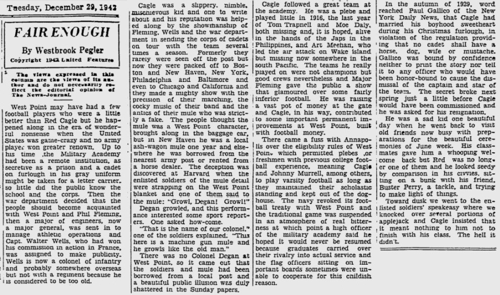 ArmyFB_Cagle_byWestbrookPegler_DaytonaBeach_Dec291942
