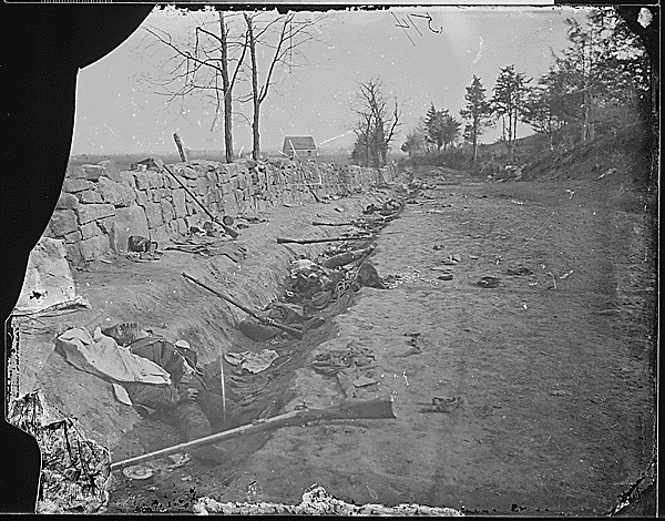 Confederate dead - 6th Maine penetrated Fredericksburg