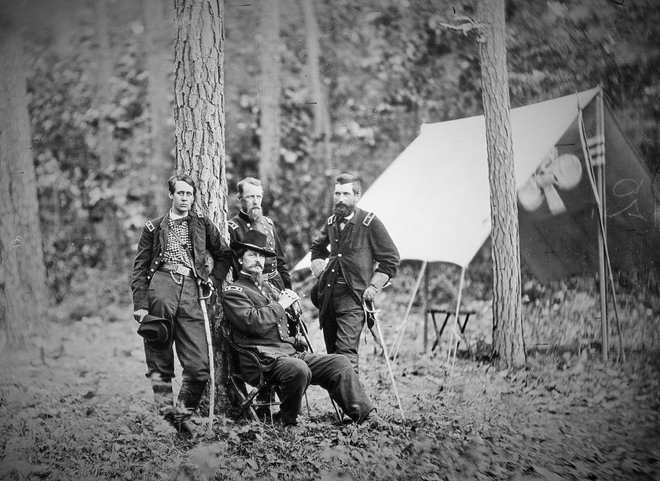 L-R  Barlow, Birney, Gibbon, Hancock seated - all wounded at Gettysburg.jpg