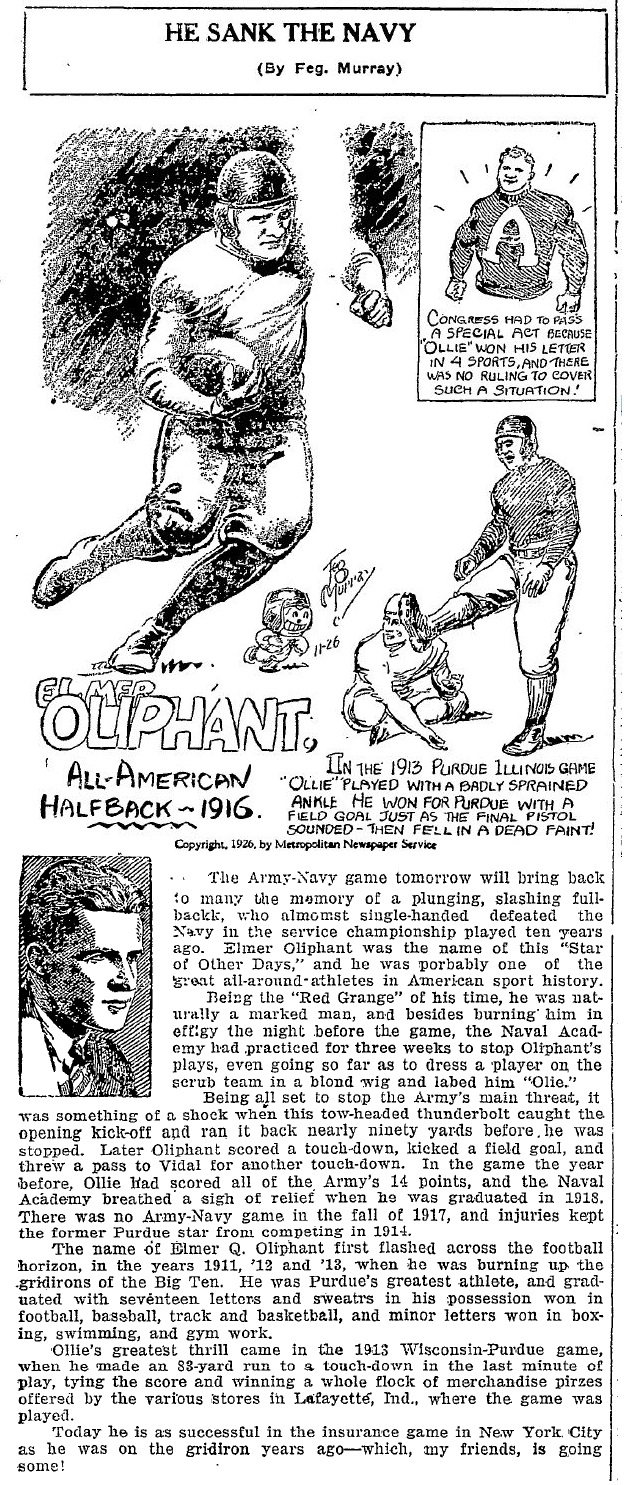 ArmyFB_1916_ElmerOliphant_byFegMurray_OgdensburgRepublican-Journal_Nov261926
