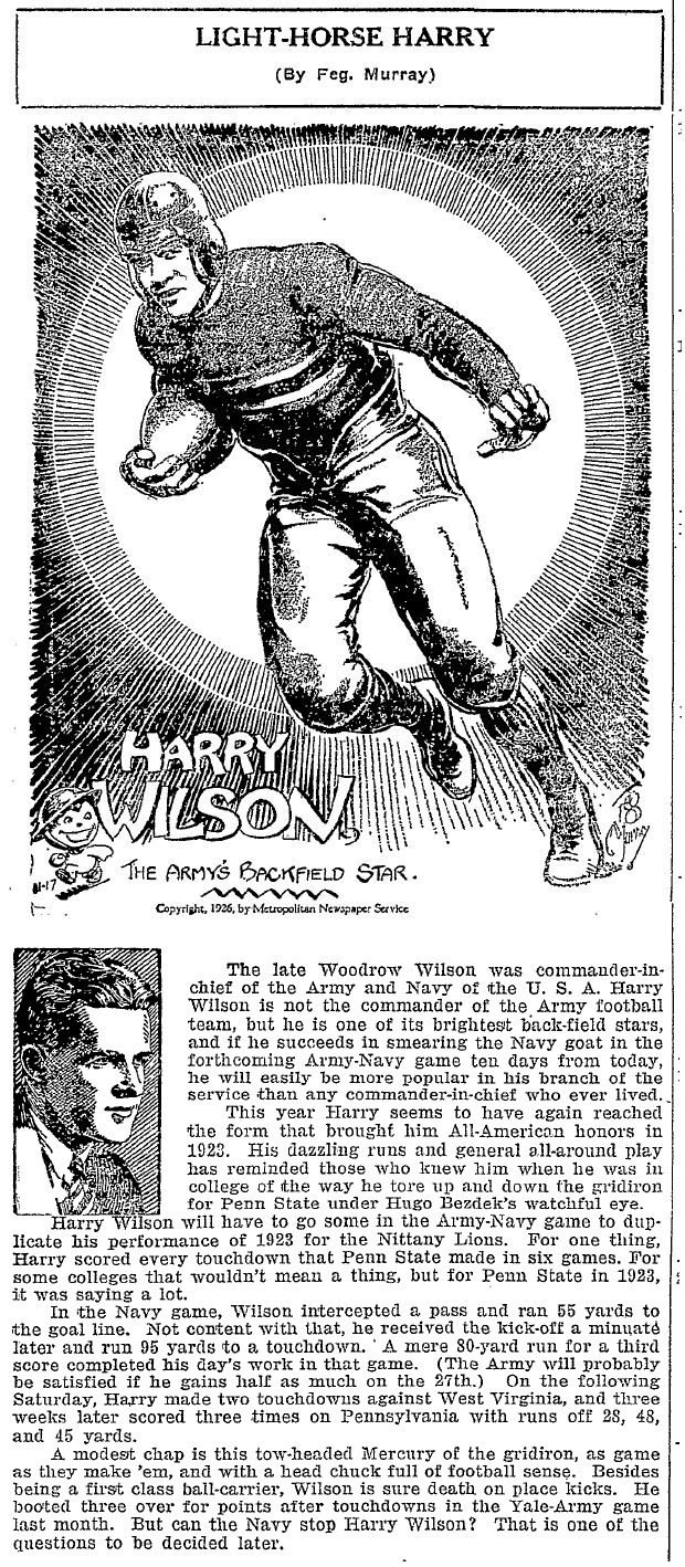 ArmyFB_1926_Light-HorseHarryWilson_byFegMurray_OgdensburgRepublican-Journal_Nov171926