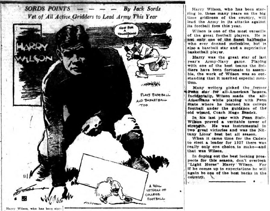 ArmyFB_1927_LighthorseHarryWilson_byJackSords_CortlandStandard_Oct31927