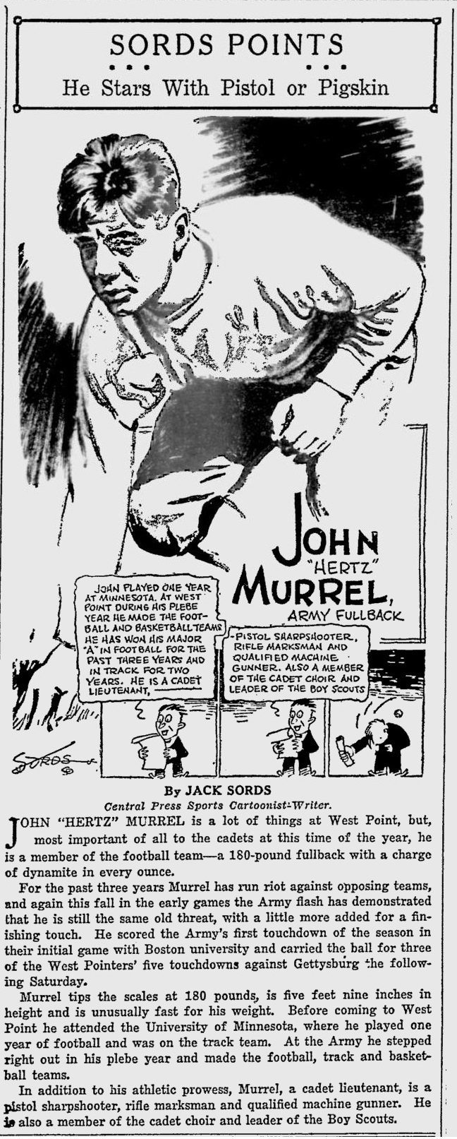 ArmyFB_1929_JohnMurrel_byJackSords_SarasotaHeraldTribune_Oct221929