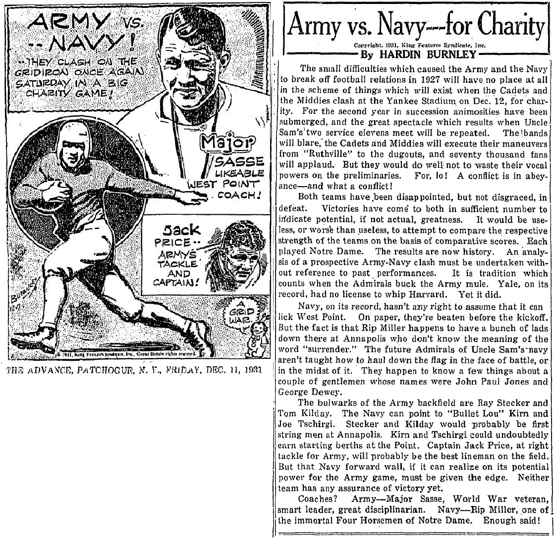 ArmyFB_1931_Army-Navy_byHardinBurnley_PatchogueNY-TheAdvance_Dec111931