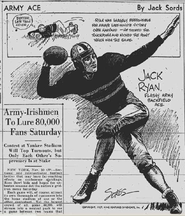 ArmyFB_1937_JackRyan_byJackSords_SchenectadyGazette_Nov111937