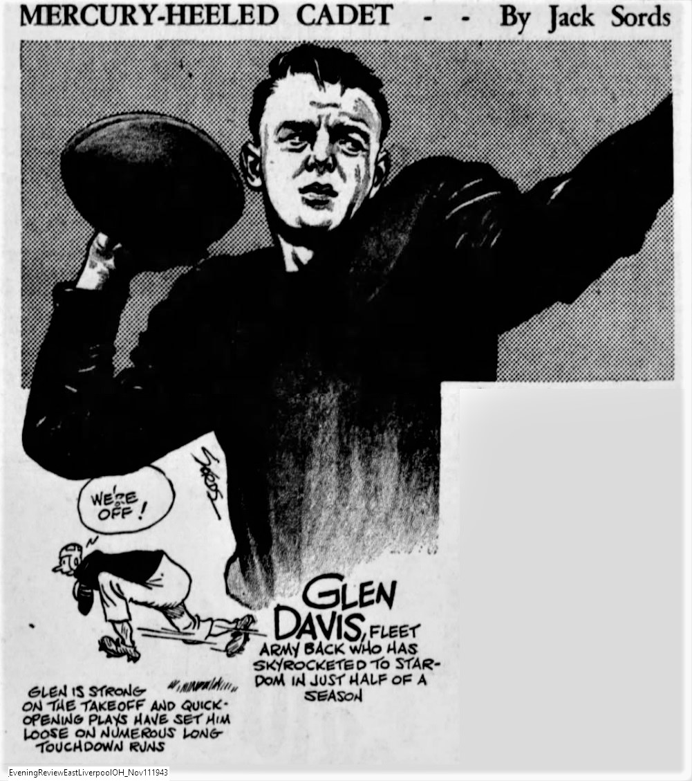 ArmyFB_1943_GlennDavis_byJackSords_EveningReviewEastLiverpoolOH_Nov111943