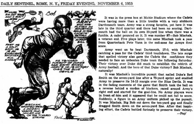 ArmyFB_1953_BobMischak_byPap_DailySentinelRomeNY_Nov61953