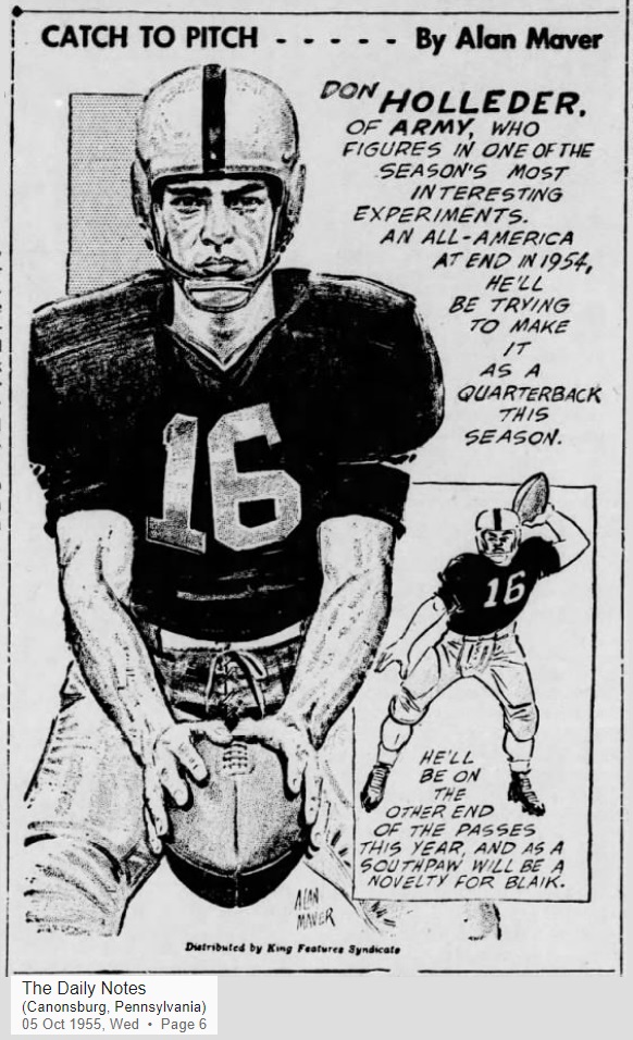 ArmyFB_1955_DonHolleder_byAlanMaver_DailyNotesCanonsburgPA_Oct51955