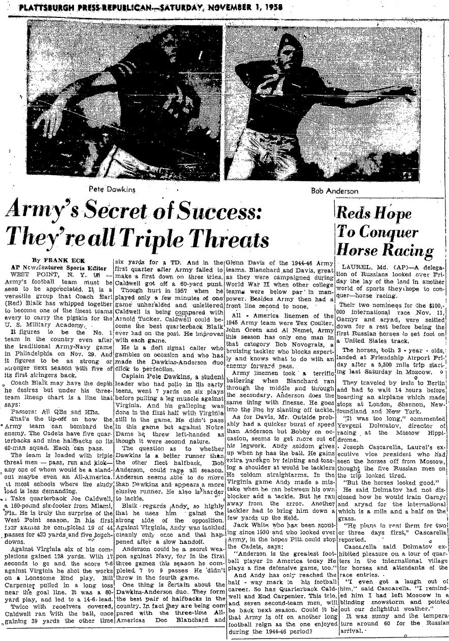 ArmyFB_1958_AndersonDawkins_TripleThreats_PlattsburghPressRepb_1Nov1958
