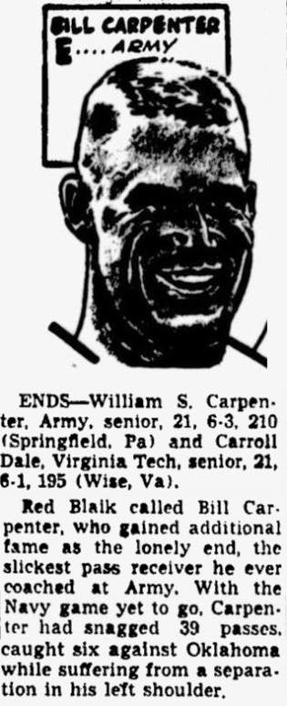 ArmyFB_1959_BillCarpenter_NEA-All-American_byMurrayOlderman_TheTelegraph_Nov251959