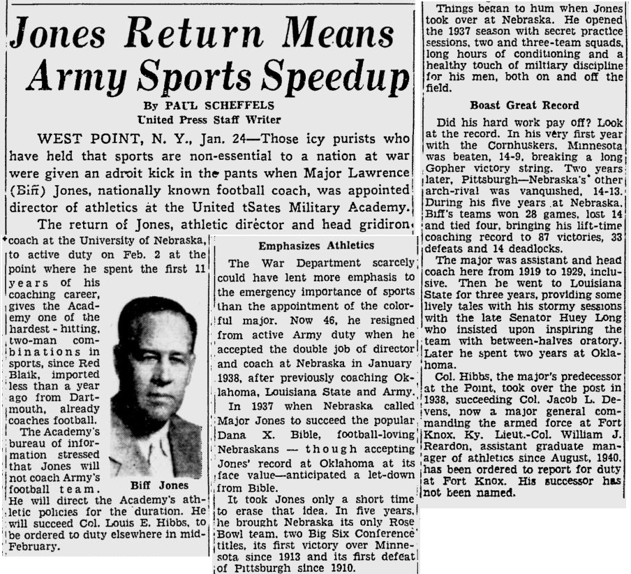 BiffJones_1942_ReturnstoWestPoint_PittsburghPress_Jan241942