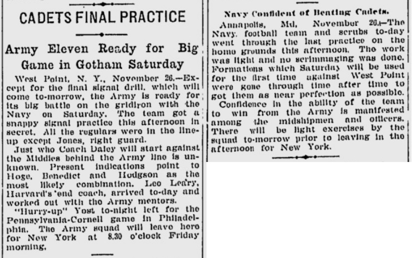 ArmyFB_1913_vsNavy-pre_NewsandCourier_Nov271913
