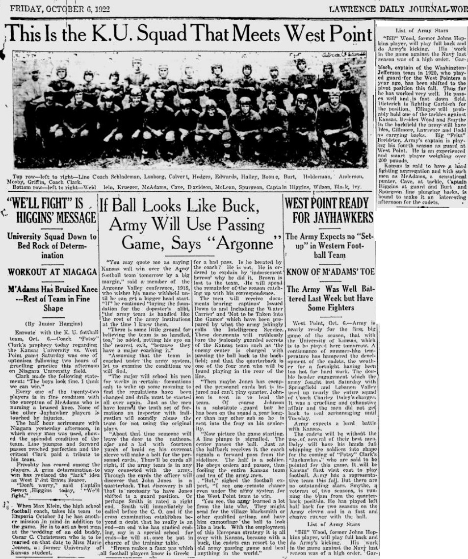 ArmyFB_1922_vsKU_LawrenceJournalWorld_Oct61922