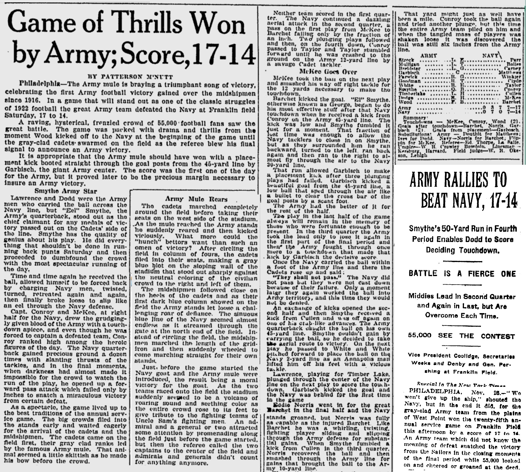 ArmyFB_1922_vsNavy_MilwaukeeJournal_Nov261922